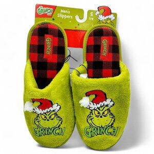 Grinch Slippers Men's Small Size 7-8 Green Red Comfort Christmas Dr. Seuss NEW